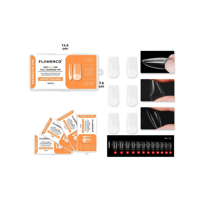 Tips soft gel 100 pc short square limadas1