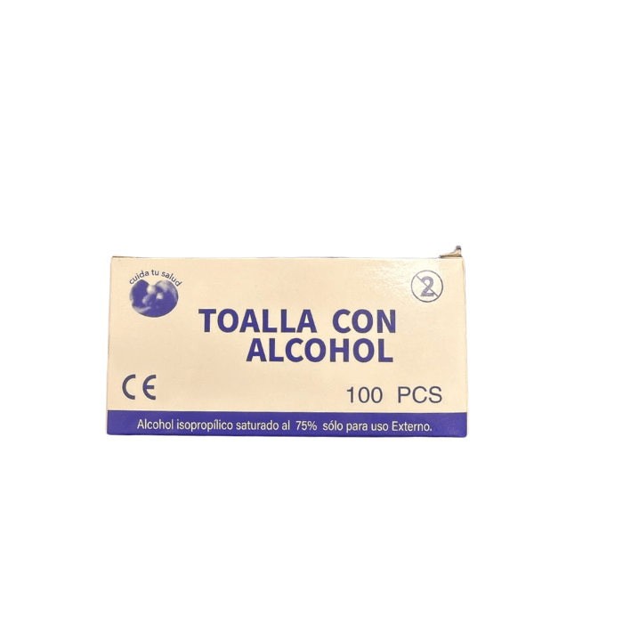 Caja 100 toallas con alcohol 75%1