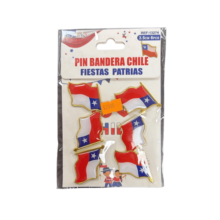 Set 6 pines bandera Chile 3.5cm1