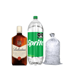 Ballantines Finest 750ml + Sprite 2.5L + Hielo 1Kg