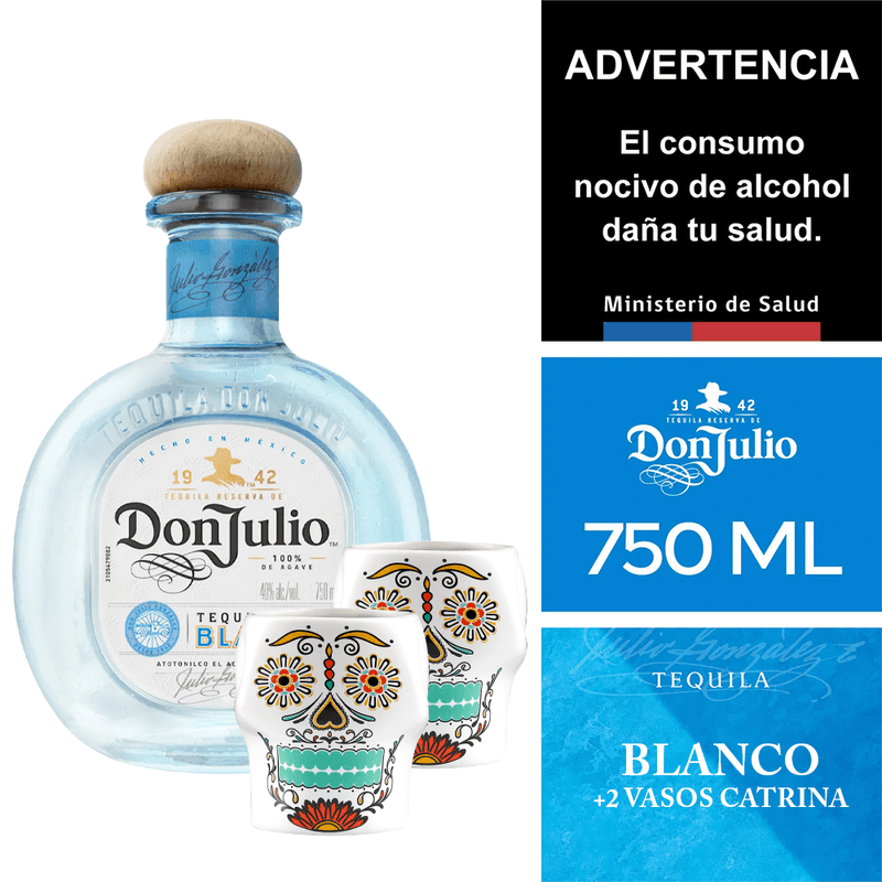 Don Julio Pack Blanco 750ml + 2 Vasos Shot Katrina2