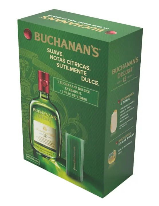 Buchanans De Luxe 12 Años 40° 750ml + Vaso De Vidrio1