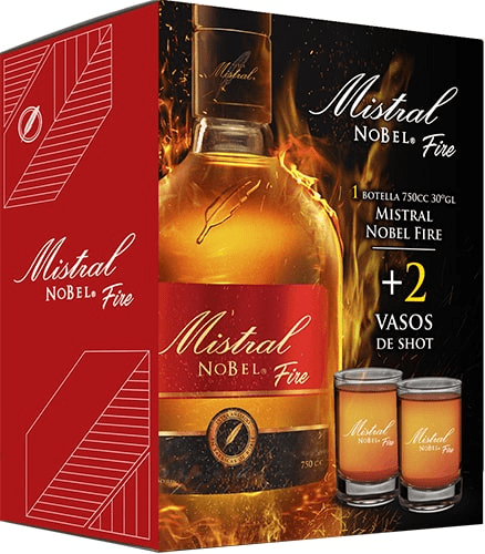 Mistral Nobel Fire 30° 750ml + 2 Vasos Shot1