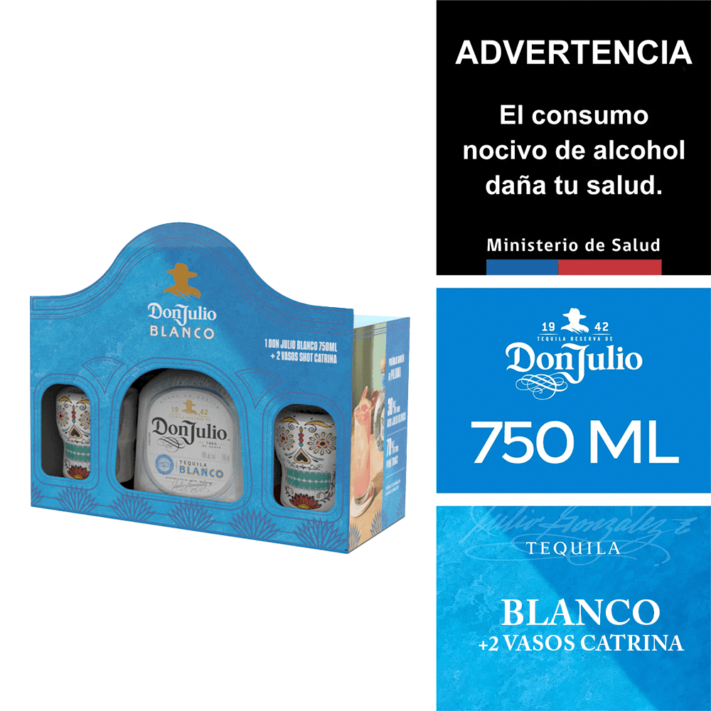 Don Julio Pack Blanco 750ml + 2 Vasos Shot Katrina1