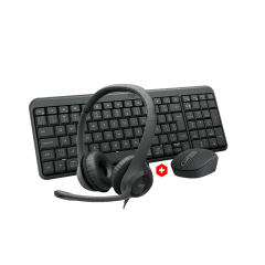 Combo Logitech H390 + MK250 Negro - Headset USB y Kit Teclado/Mouse Inalámbrico