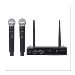 Micrófonos Inalámbricos Decibel FS-2023D Negro - UHF, Receptor Base LED y X2 Mic