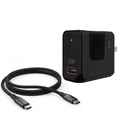 Cargador GaN 65W Miccell VQ-GA02 para Laptop y Smartphone | 2 Puertos (USB-C + USB) + Cable 1.5m