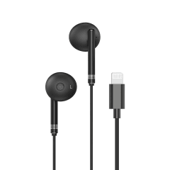 Audífonos MOVISUN Enjoy P1-LT para iPhone | Conexión Lightning, Micrófono y Estuche | Negro Metálico