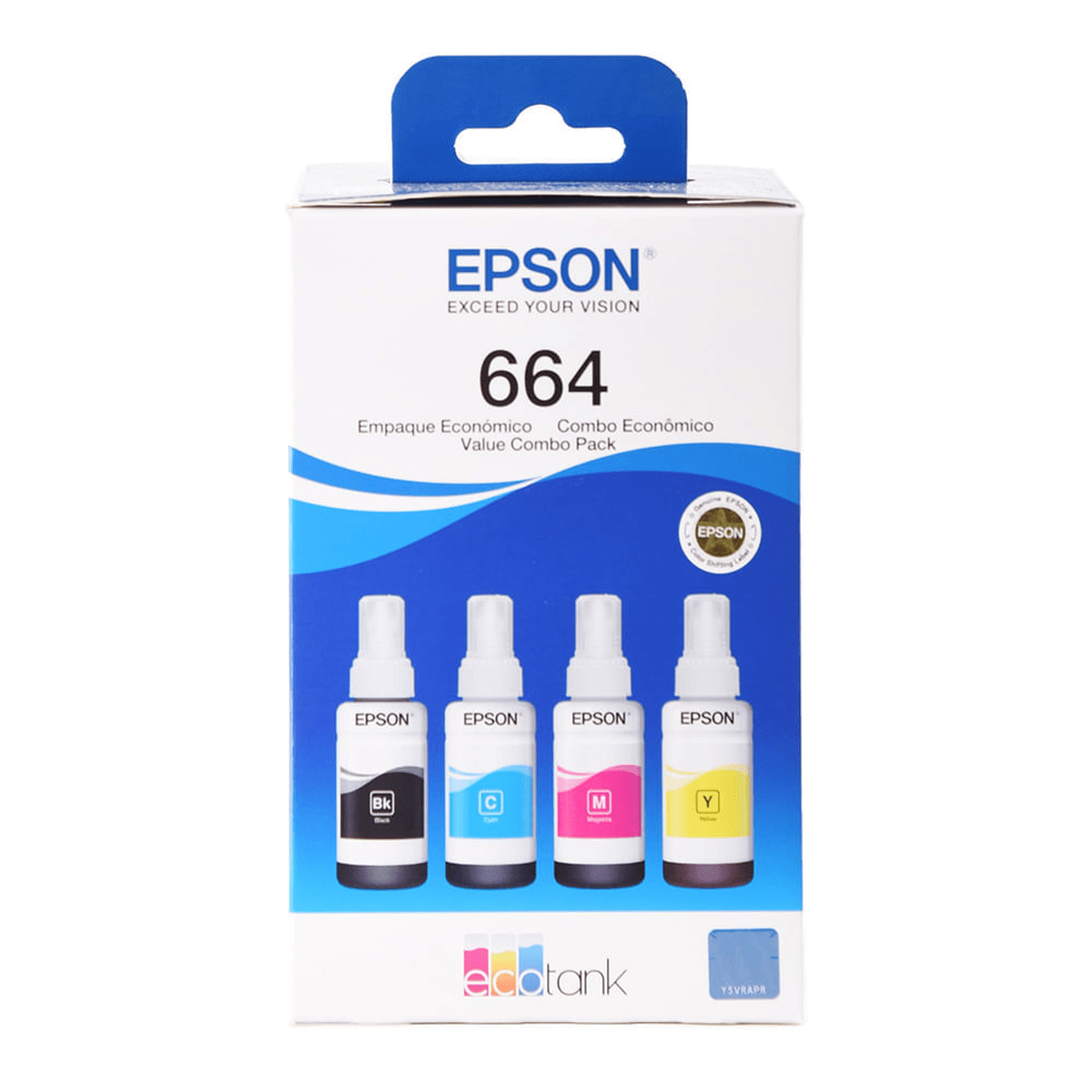 Pack Tintas Epson T664 x4 Botellas Originales - Negro, Cian, Magenta y Amarillo 70 ml1