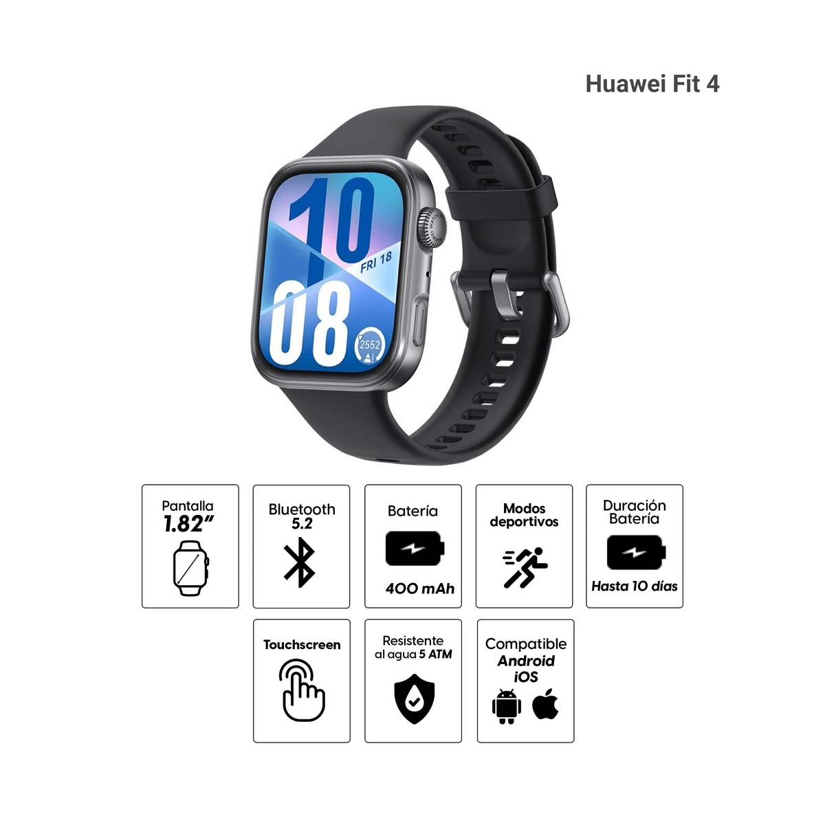 Smartwatch Huawei WATCH FIT 4 Negro - AMOLED 1.82