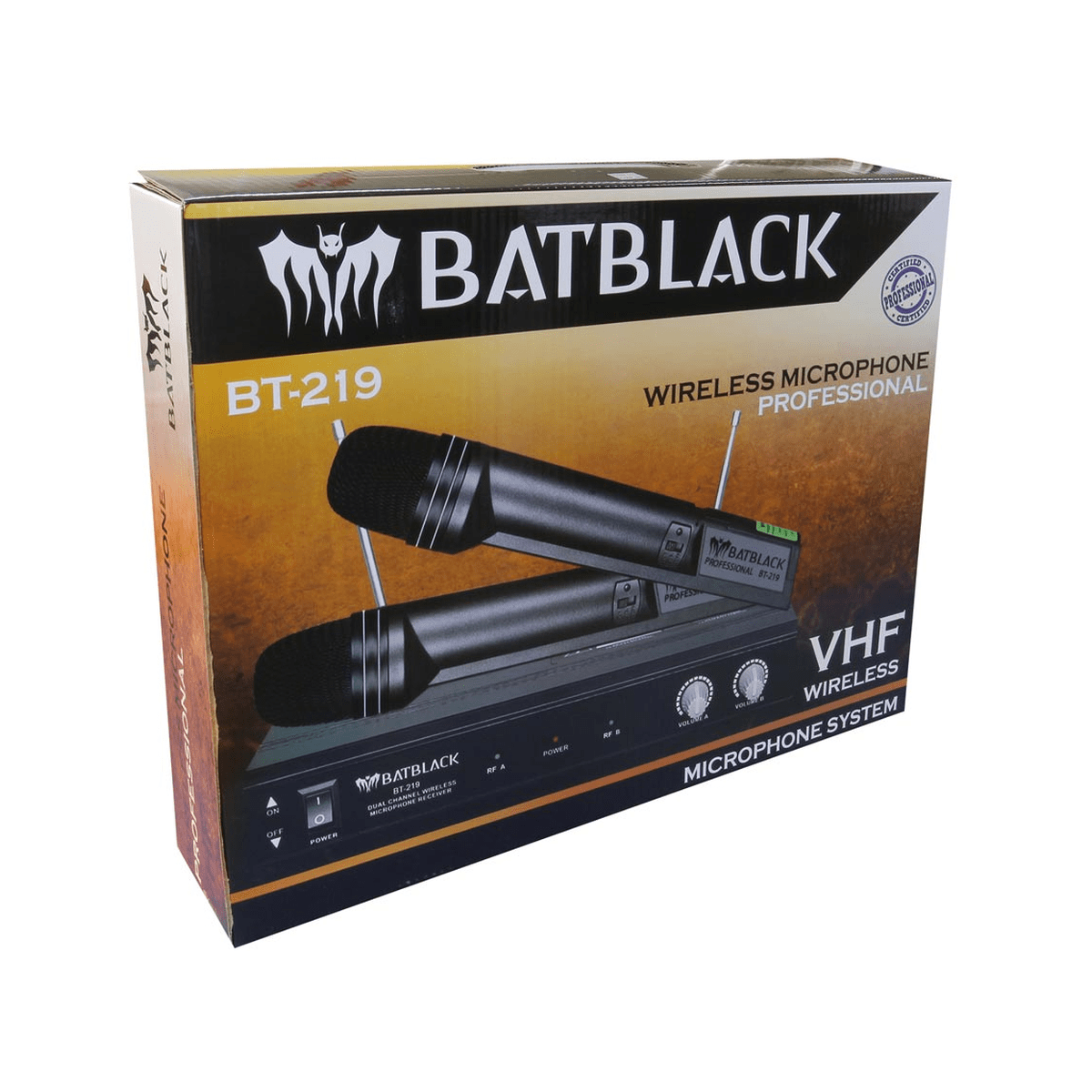 Micrófonos Inalámbricos Batblack BT-219 Negro - X2 VHF, Receptor Base y 40-60 m2