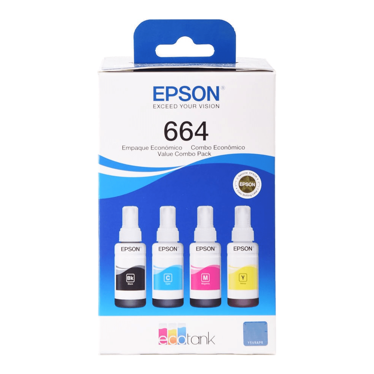 Combo Tintas Epson T664 Pack x4 + Papel Fotográfico A4 - Negro, Cian, Magenta y Amarillo 70 ml2