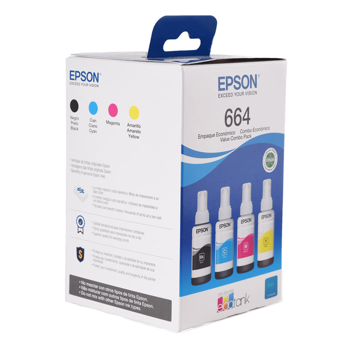 Pack Tintas Epson T664 x4 Botellas Originales - Negro, Cian, Magenta y Amarillo 70 ml2