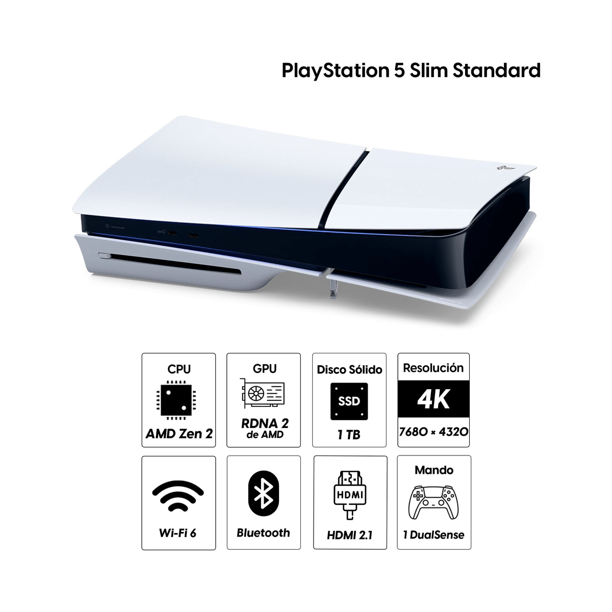 Consola PlayStation 5 Slim Standard Bundle Blanco - GT7 + Astro Bot, SSD 1TB, Lector y DualSense2