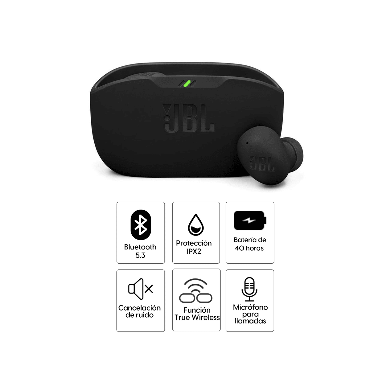Audífonos True Wireless JBL Wave Buds 2 Negro - ANC, Hasta 40 h e IP542