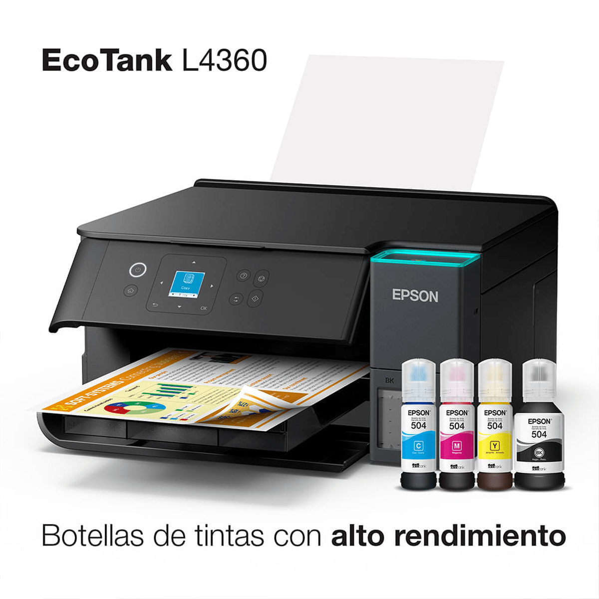 Impresora Multifuncional Epson EcoTank L4360 Negro - Wi-Fi, Dúplex Automático y Tanques de Tinta3