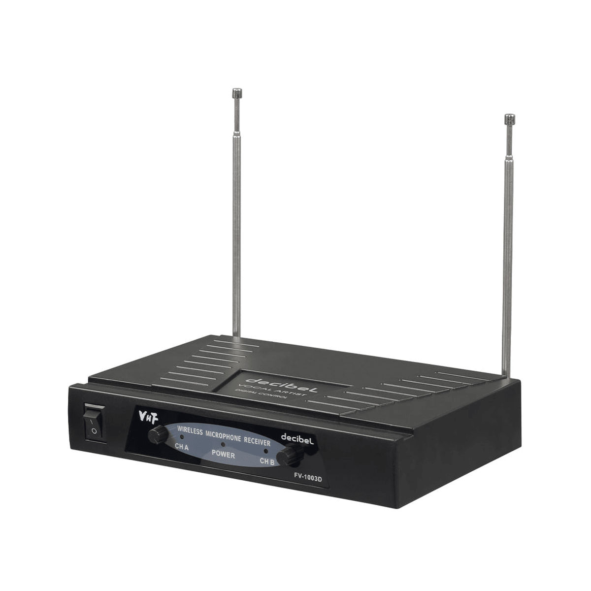 Micrófonos Inalámbricos Decibel FV-1003D Negro - VHF X2, Receptor Base y Cable3