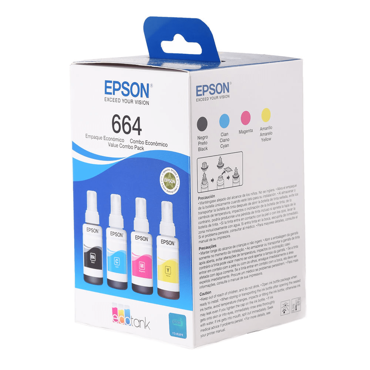 Pack Tintas Epson T664 x4 Botellas Originales - Negro, Cian, Magenta y Amarillo 70 ml3