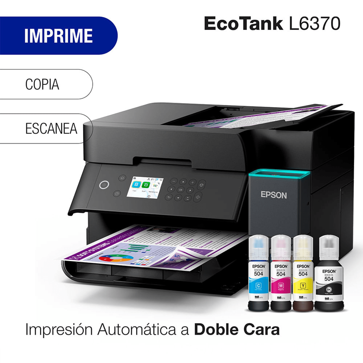 Impresora Multifuncional Epson EcoTank L6370 Negro - Wi-Fi, Dúplex Automático, ADF y Ethernet4