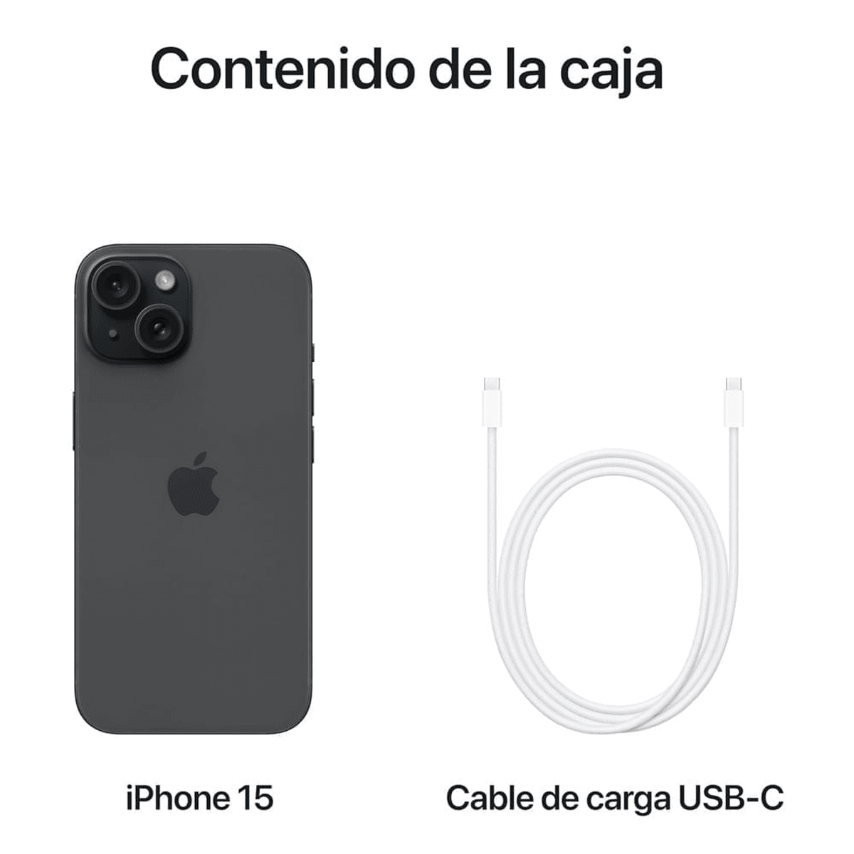 Celular Apple iPhone 15 128GB Negro - A16 Bionic, Pantalla 6.1