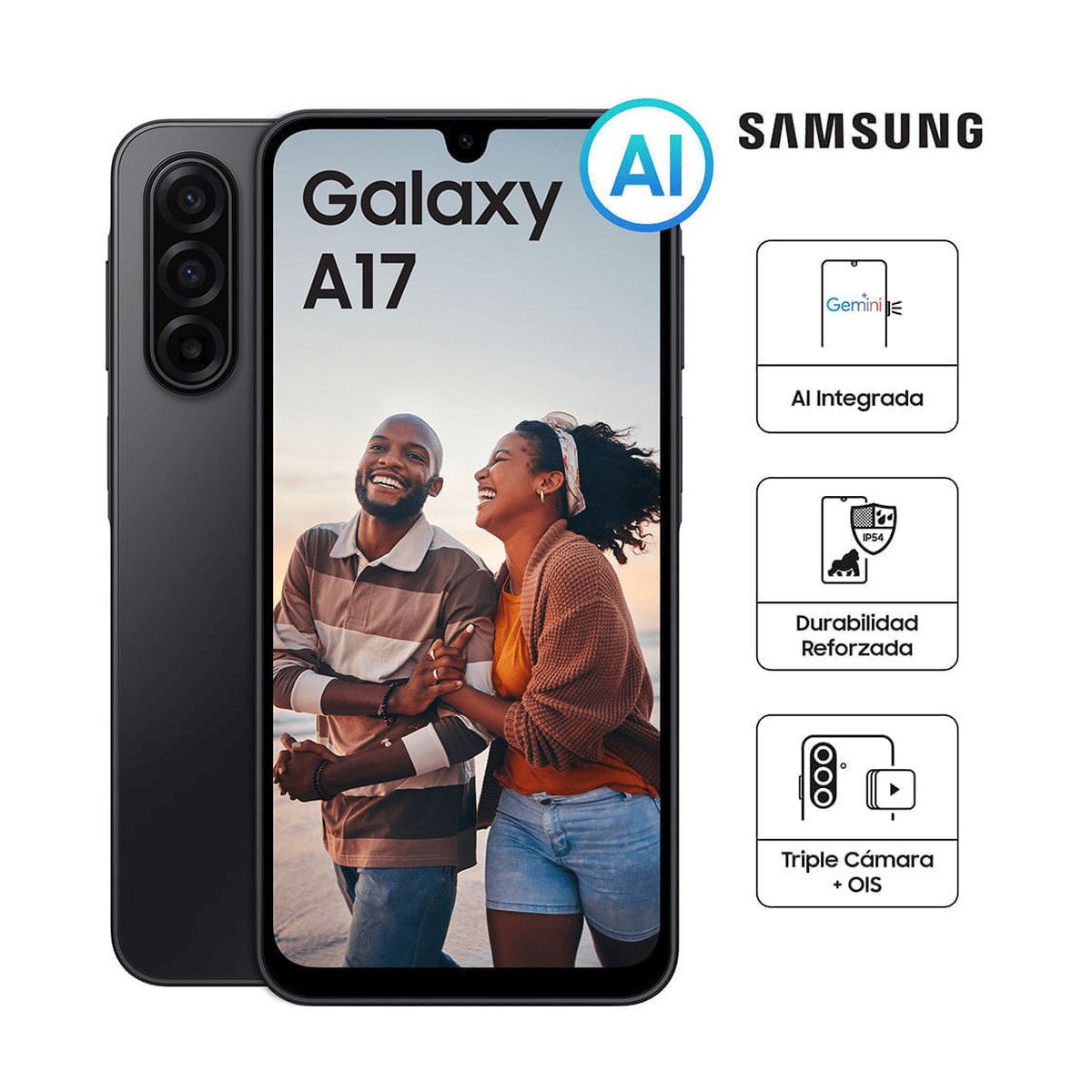 Celular Samsung Galaxy A17 4G 256GB Negro - Helio G99, Pantalla 6.7
