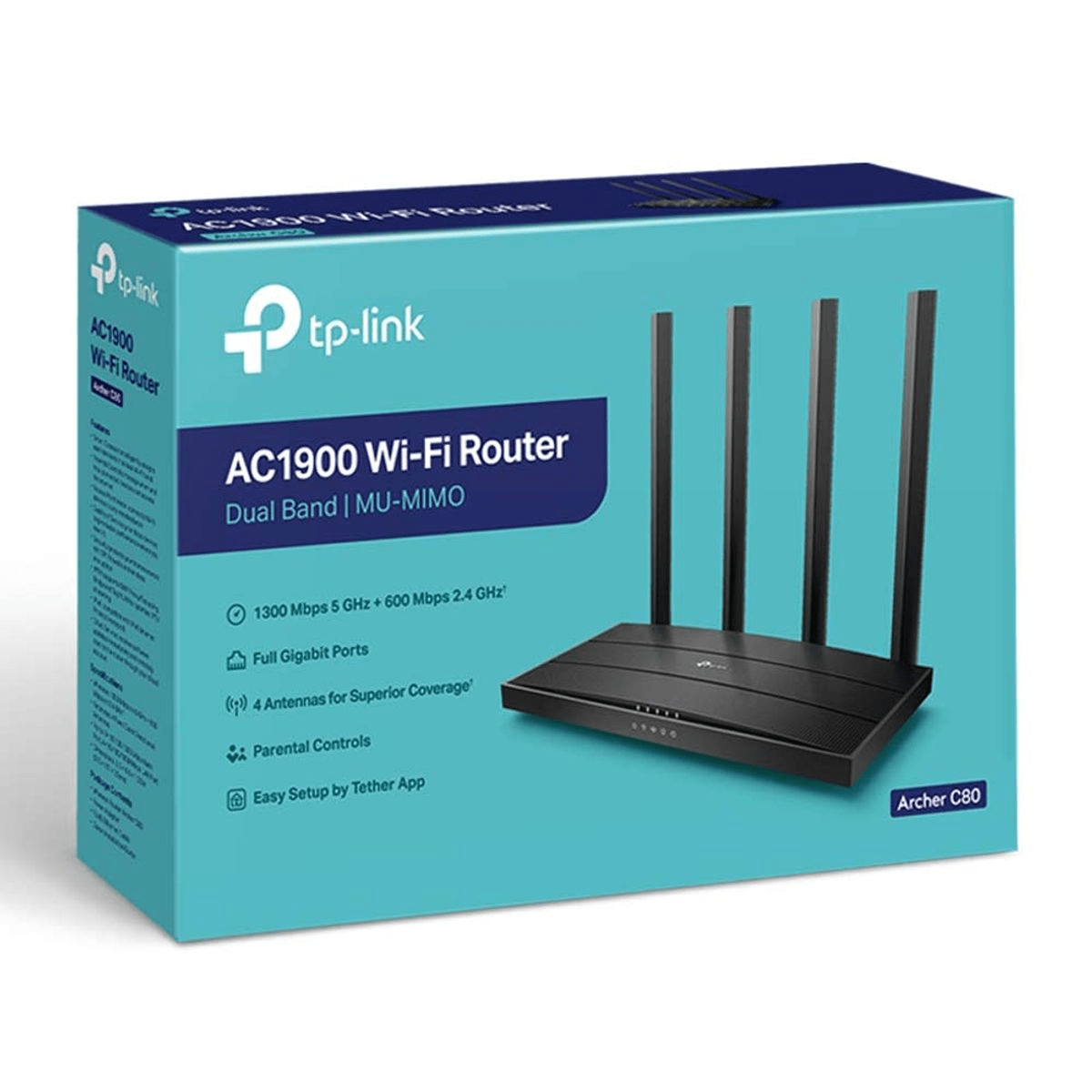 Router TP-Link Archer C80 Negro - Wi-Fi AC1900 Doble Banda, MU-MIMO, 4 Antenas y Puertos Gigabit4
