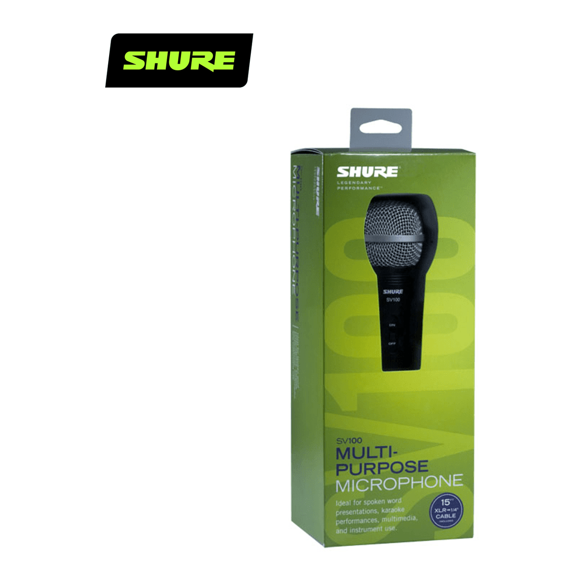 Micrófono Dinámico Shure SV100 Negro - Cardioide, XLR a 6.3 mm y Cable 4.6 m4