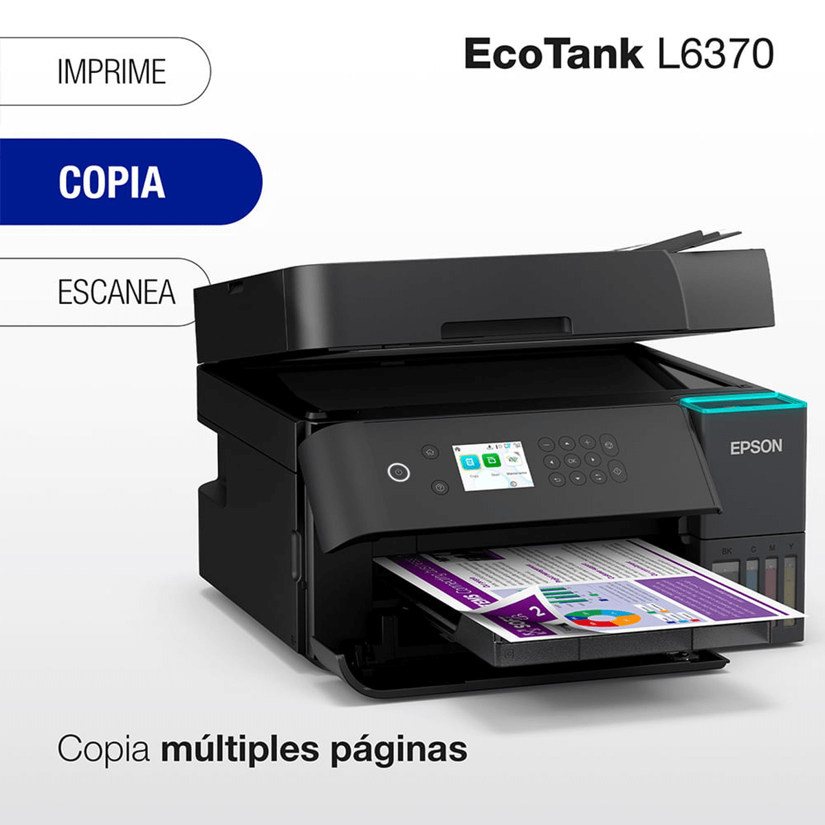 Impresora Multifuncional Epson EcoTank L6370 Negro - Wi-Fi, Dúplex Automático, ADF y Ethernet5