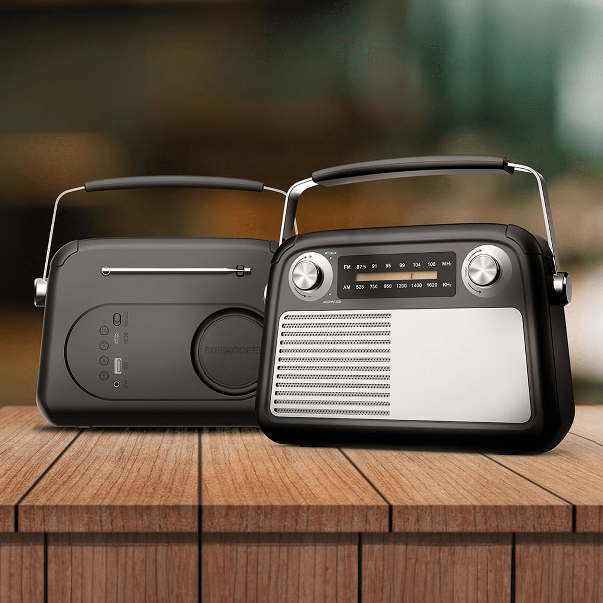 Radio Bluetooth Richards FB-R102 Negro - AM/FM, BT 5.3, USB, AUX y Diseño Retro5