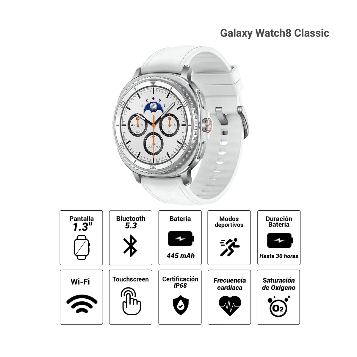 Smartwatch Samsung Galaxy Watch8 Classic 46mm Blanco - Super AMOLED 1.3