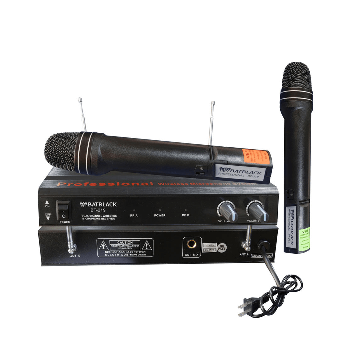 Micrófonos Inalámbricos Batblack BT-219 Negro - X2 VHF, Receptor Base y 40-60 m5