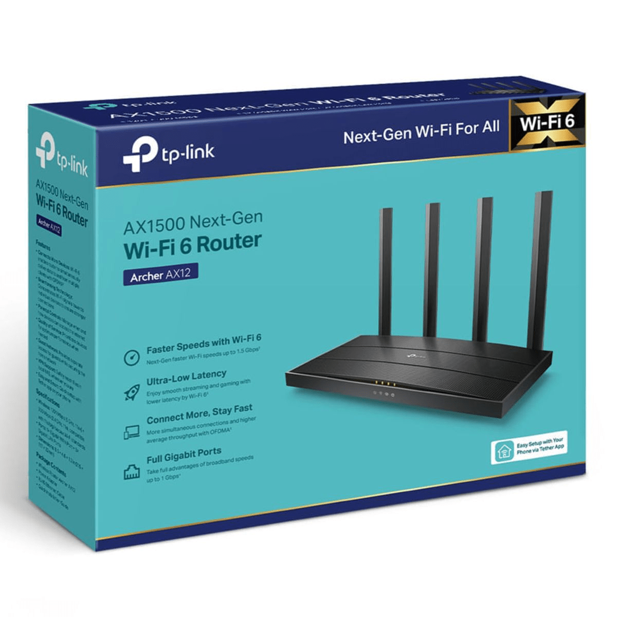 Router TP-Link Archer AX12 Negro - Wi-Fi 6 AX1500 Doble Banda, 4 Antenas y Puertos Gigabit5