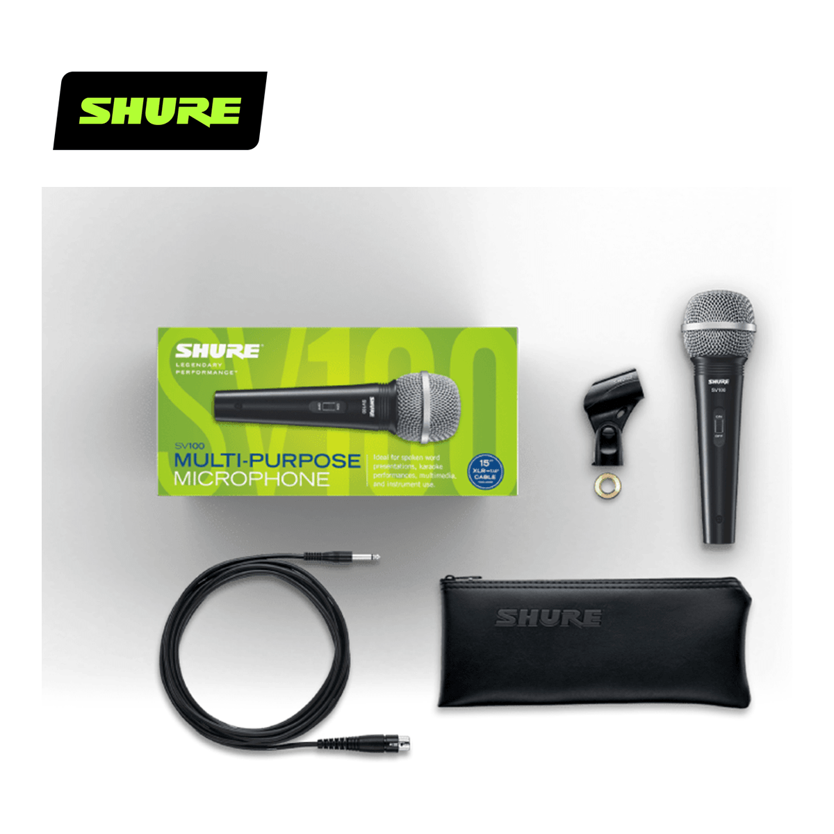 Micrófono Dinámico Shure SV100 Negro - Cardioide, XLR a 6.3 mm y Cable 4.6 m5