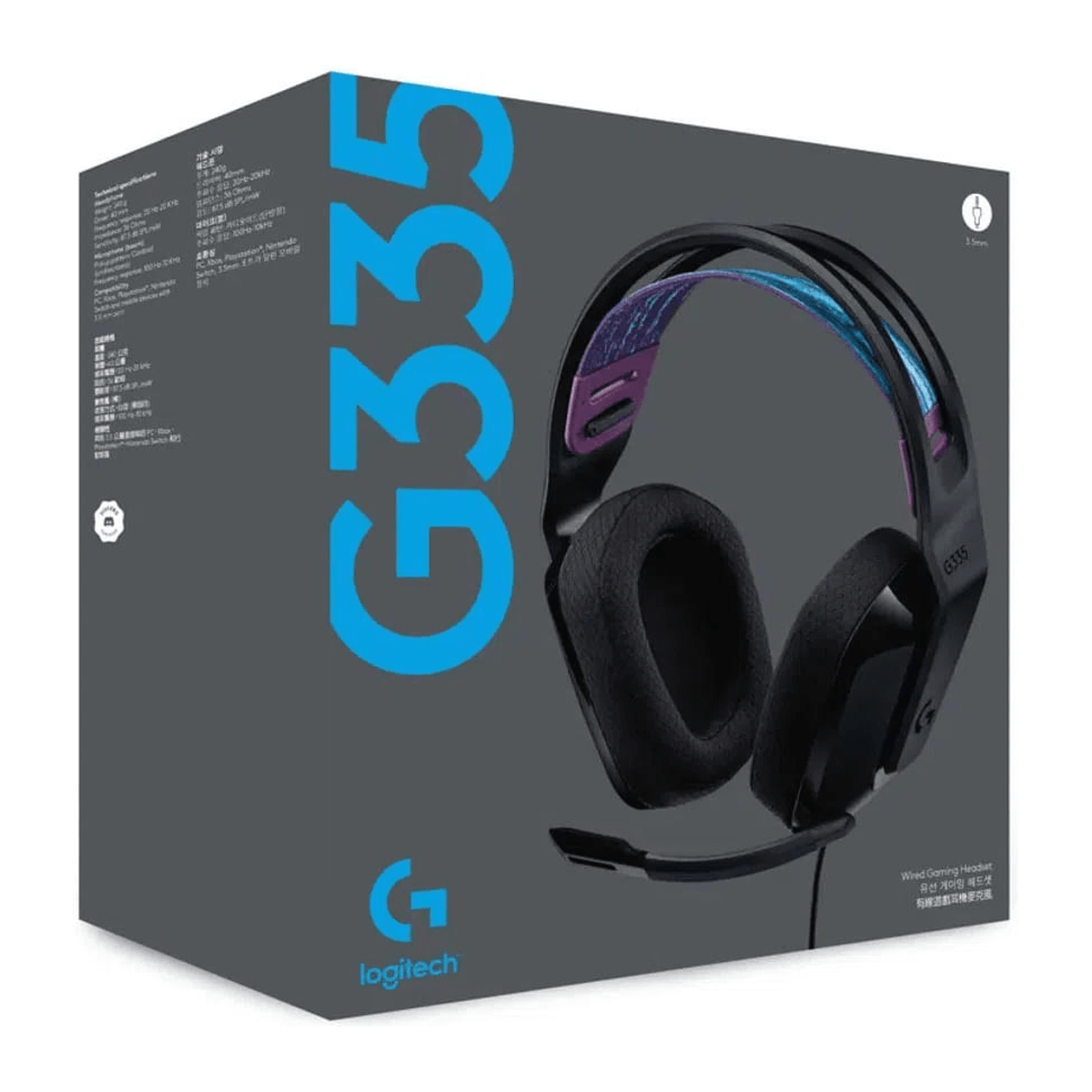 Audífonos Gamer Logitech G335 Negro - Drivers 40 mm, Mic Flip-to-Mute y Jack 3.5 mm6