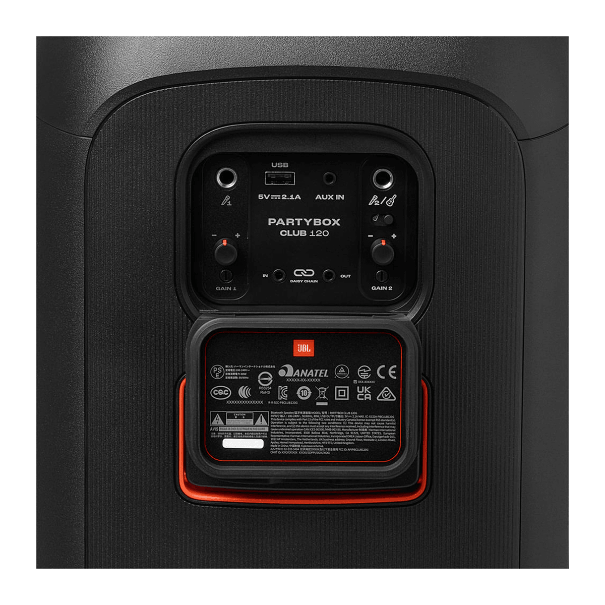 Parlante Torre JBL PartyBox Club 120 Negro - 160 W, BT e IPX46