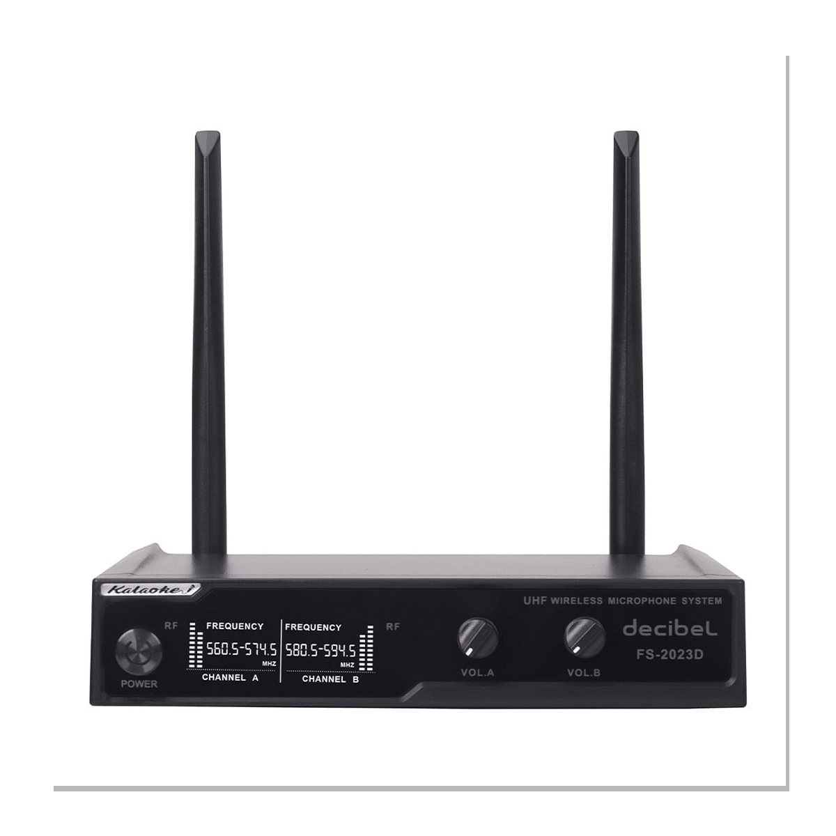 Micrófonos Inalámbricos Decibel FS-2023D Negro - UHF, Receptor Base LED y X2 Mic6