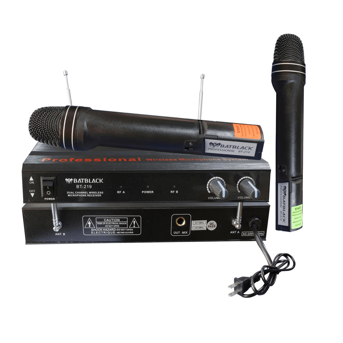 Micrófonos Inalámbricos Batblack BT-219 Negro - X2 VHF, Receptor Base y 40-60 m7