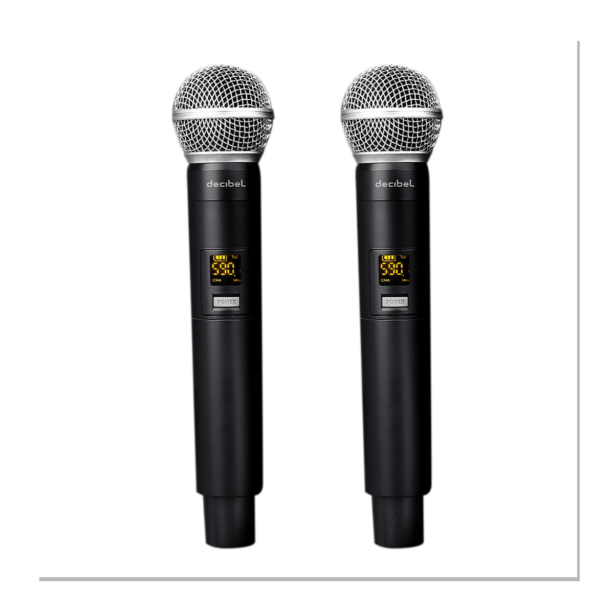 Micrófonos Inalámbricos Decibel FS-2023D Negro - UHF, Receptor Base LED y X2 Mic7