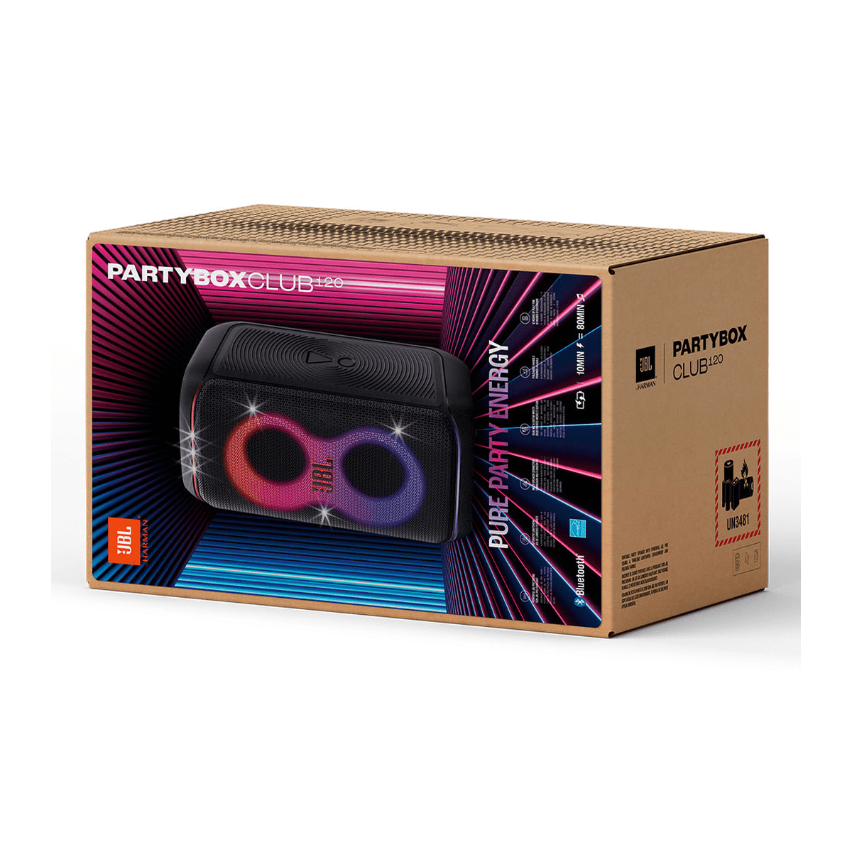 Parlante Torre JBL PartyBox Club 120 Negro - 160 W, BT e IPX48