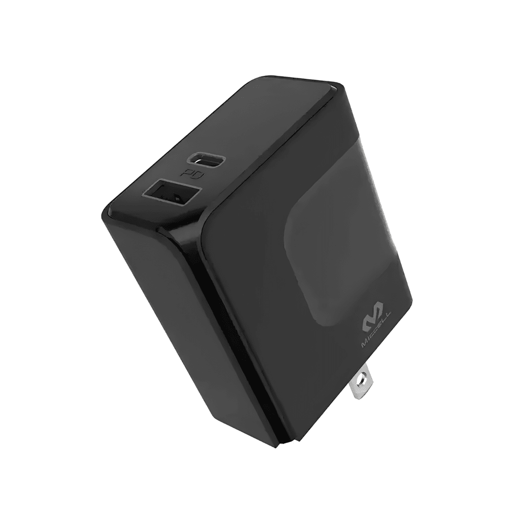 Cargador GaN 65W Miccell VQ-GA02 para Laptop y Smartphone | 2 Puertos (USB-C + USB) + Cable 1.5m4