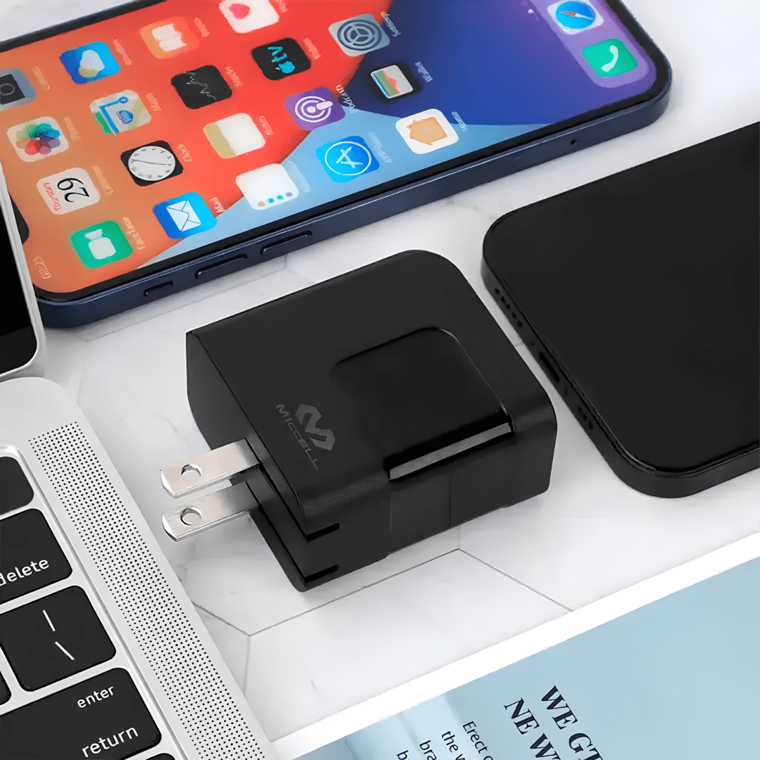 Cargador GaN 65W Miccell VQ-GA02 para Laptop y Smartphone | 2 Puertos (USB-C + USB) + Cable 1.5m6