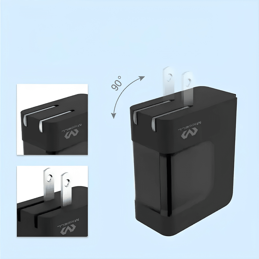 Cargador GaN 65W Miccell VQ-GA02 para Laptop y Smartphone | 2 Puertos (USB-C + USB) + Cable 1.5m8