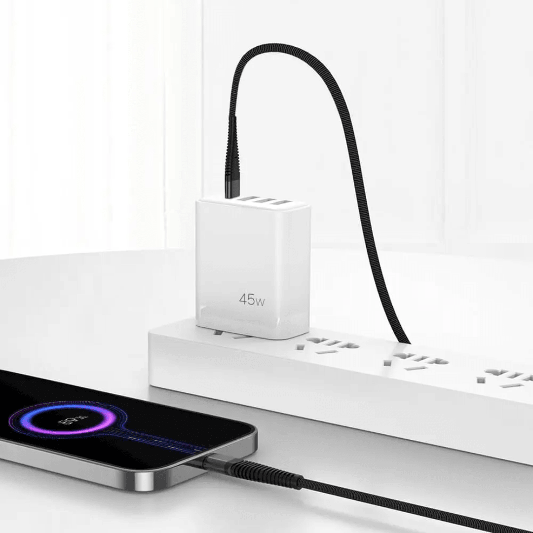 Cabezal de Carga Rápida MOVISUN MPD 45 Blanco | 45W, 4 Puertos (1 Tipo C + 3 USB)3