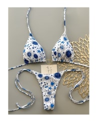 Ropa De Baño Mujer Bikini Estrella Blanco Dos Piezas Playero 1