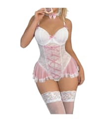 Body Lenceria Sexy De Encaje Con Medias Erotica 1