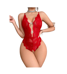 Body Lenceria Sexy Siempre Lista De Encaje Erotico Rojo