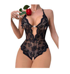 Body Lenceria Sexy Siempre Lista De Encaje Erotico Negro 0