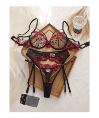 Lencería Sexy Portaligas con Tanga Regulable Mujer