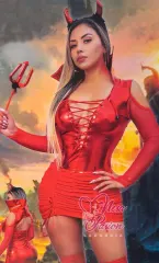 Diablita Disfraz Vestido cuernitos Sexy Halloween