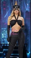 Gatubela Disfraz Top antifaz Sexy Halloween Lenceria